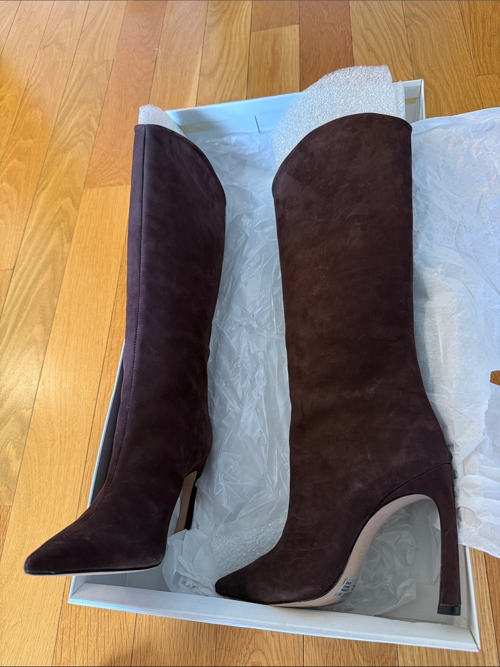Schutz Dark Brown Suede Knee-High Pointed-Toe Heeled Boots size 6.5